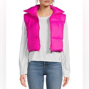 NWT Anna & Ava Women’s Large XL Fuchsia Hot Pink Cropped Puffer Vest Bright